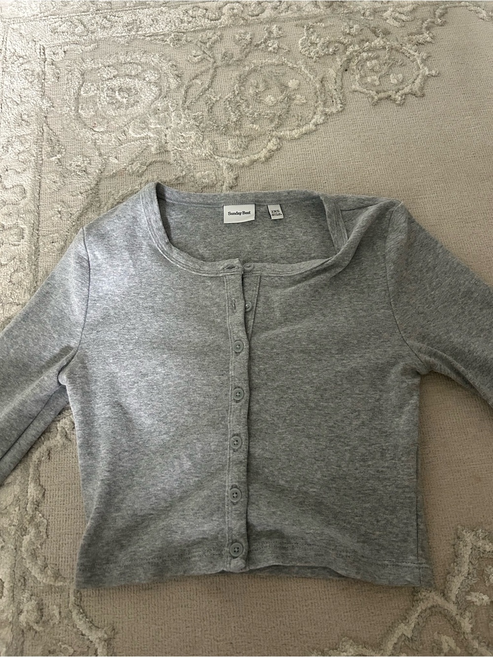 Sunday Best Heather Gray Button-Front Knit Top